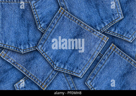 In der Nähe von Blue Pocket Jeans Denim Textur Hintergrund Stockfoto
