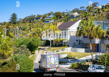 Luxus und teure Wohnhäuser in der Sydney Vorort von Whale Beach am nördlichen Strände von Sydney, Australien Stockfoto