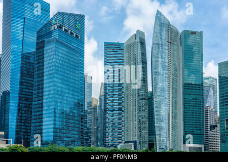 Singapur - 9. August: Financial District in Singapur in den Morgenstunden. Stockfoto