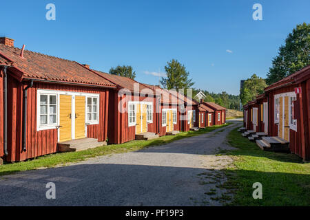 Lövånger Kirche Stadt im Norden Schwedens aus dem 17. Jahrhundert und besteht aus 117 Bungalows, von denen viele für Hostel Unterbringung verwendet werden. Stockfoto