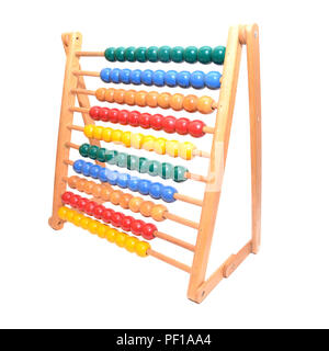 Holz- Abacus isoliert auf weißem Stockfoto