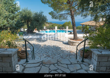 Ein großer Luxus Ferien Villa Thea in Kassiopi auf der griechischen Insel Korfu. Stockfoto