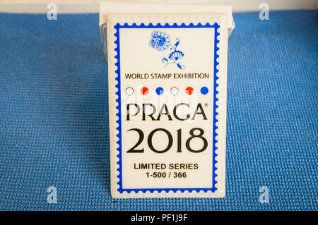 Praga 2018 spezialisierten Welt Stempel Ausstellung in Prag, Tschechische Republik, heute, am 18. August 2018. Porzellan Briefmarke "Praga 2018" wurde pro Stockfoto