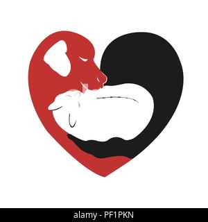 Hund und Katze silhouette Vector Illustration Stock Vektor