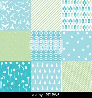 Blau Natur Muster festlegen Stock Vektor