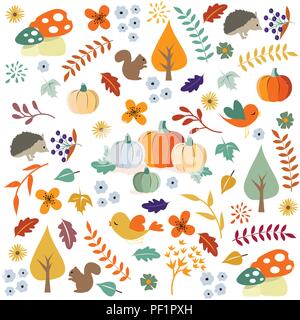Hallo Herbst. Blätter im Herbst Hintergrund Stock Vektor