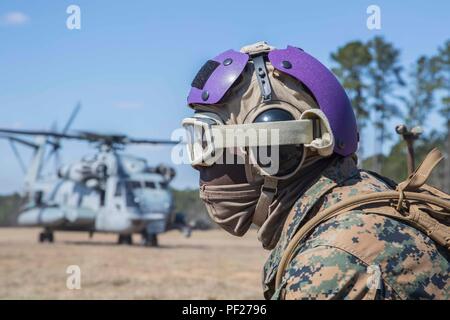 US-Marines und Seeleute vom 2. Marine Air Wing verhalten, Bewaffnung und Tanken (KASSENAERZTE) Operationen im laufenden Betrieb eifrig Antwort teilnehmenden Feb. 22-28. Eifrig Antwort ist ein Bataillon große taktische einsetzen und kombinierte Waffen Übung mit Einheiten aus 2. Marine Flugzeugflügel von WAB Cherry Point, N.C. und 2nd Marine Division von Marine Corps Base Camp Lejeune, N.C. Die übung war in Fort Stewart, Ga (US Marine Corps Foto von Sgt. Jarrod R. Rayner USMC/Freigegeben) Stockfoto