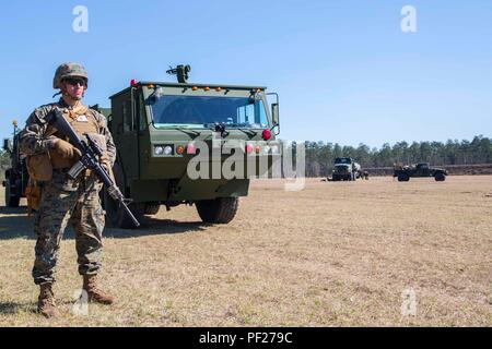 US-Marines und Seeleute vom 2. Marine Air Wing verhalten, Bewaffnung und Tanken (KASSENAERZTE) Operationen im laufenden Betrieb eifrig Antwort teilnehmenden Feb. 22-28. Eifrig Antwort ist ein Bataillon große taktische einsetzen und kombinierte Waffen Übung mit Einheiten aus 2. Marine Flugzeugflügel von WAB Cherry Point, N.C. und 2nd Marine Division von Marine Corps Base Camp Lejeune, N.C. Die übung war in Fort Stewart, Ga (US Marine Corps Foto von Sgt. Jarrod R. Rayner USMC/Freigegeben) Stockfoto