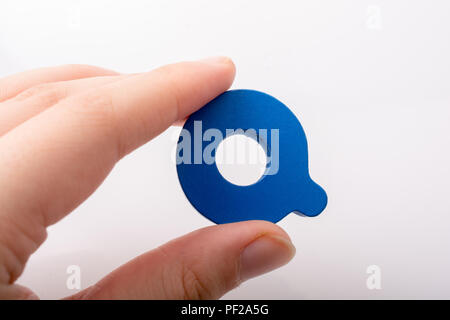 Hand schreiben Cube Q der aus Holz Stockfoto