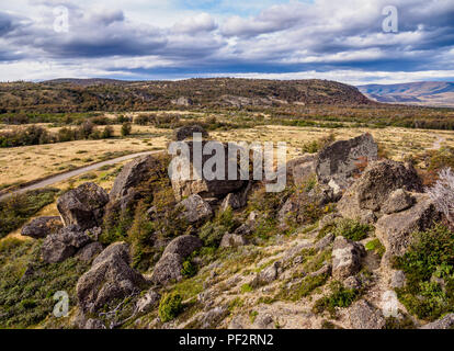 Teufel Stuhl Felsformation, Cueva del Milodon Naturdenkmal, Puerto Natales, Ultima Esperanza Provinz Patagonien, Chile Stockfoto