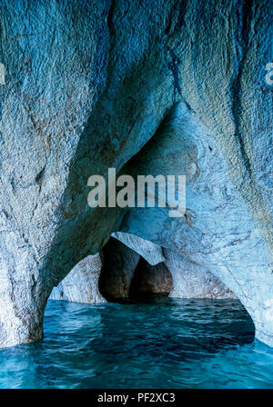 Marmor Kathedrale, Santuario de la Naturaleza Capillas de Marmol, General Carrera See, Puerto Rio Tranquilo, Region Aysen, Patagonien, Chile Stockfoto