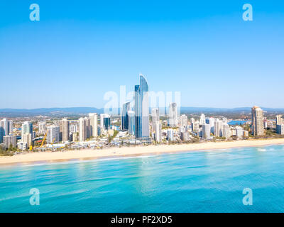 Luftbild von Surfers Paradise an der Gold Coast in Queensland, Australien Stockfoto