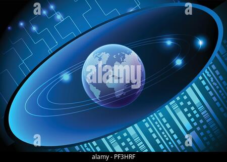 Global Data Network Transformation, Digitale Kommunikation, Konzept Zusammenfassung Hintergrund, Vector Illustration. Stock Vektor