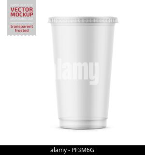 Klar Einweg Plastikbecher mit Deckel. Stock Vektor
