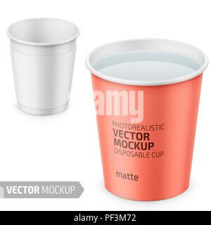 Weiß Matte einweg Becher Vorlage. Stock Vektor