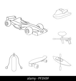 Extreme Sport umriss Symbole im Set Sammlung für Design. Verschiedene Arten von Sport vektor Symbol lieferbar Abbildung. Stock Vektor