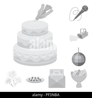 Event Organisation monochrome Icons im Set Sammlung für Design. Feier und Attribute vektor Symbol lieferbar Abbildung. Stock Vektor
