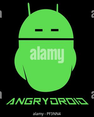 Emoticon android, böse android Minimalismus kreative logo Stock Vektor