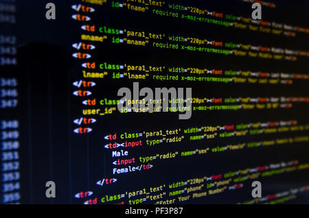 Desktop Quellcode und Technologie Hintergrund, Entwickler oder Programmierer mit Kodierung und Programmierung, Wallpaper nach Computer Sprache und Quellcode, Kom Stockfoto