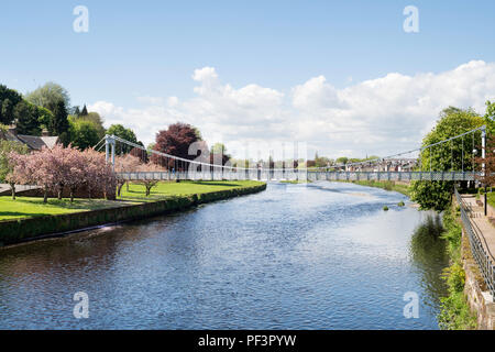Whitesands suspension Brücke über den Fluss Nith, Dumfries, Schottland, Großbritannien Stockfoto