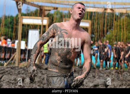 Haltbare Mudder hardcore Hindernis Kurs an Dalkeith Country Park, in der Nähe von Edinburgh, Schottland, Großbritannien Stockfoto