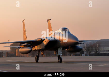 McDonnell Douglas F 15 C Adler der 493Rd Fighter Squadron, 48th Fighter Wing, RAF Lakenheath, Suffolk, Großbritannien, eine hohe Geschwindigkeit Jagdflugzeug. Stockfoto