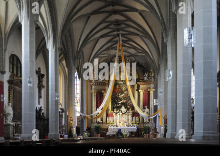 Innenansicht, stiftspfarrkirche St. Philipp und Jakob, Altötting, Landkreis Altötting, Oberbayern, Bayern, Deutschland, Europa | Innenansicht, Pfarrei eine Stockfoto