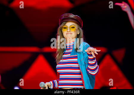 Alexandra Stan im Konzert an der Oberseite der oberen Sopot Festival 2018 in Opera Lesna (Forest Opera) in Sopot, Polen. Am 15. August 2018 © wojciech Strozyk/ Stockfoto