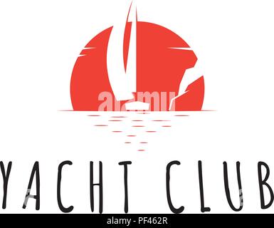 Yacht Club Rote vektor Logo mit weißem Hintergrund Stock Vektor