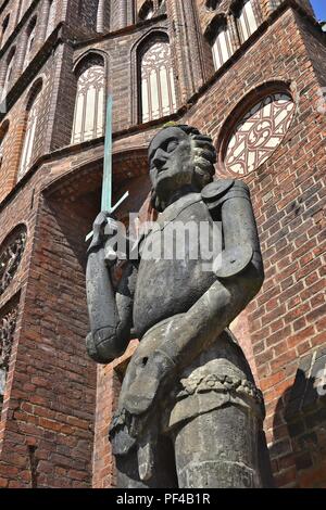 Roland Statue in der Altstadt von Brandenburg Stockfoto