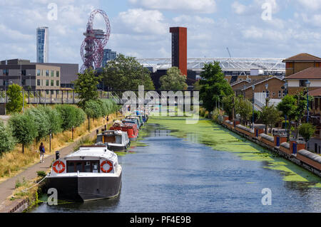 Fluss Lea Navigation Canal, Hackney, London England United Kingdom UK Stockfoto