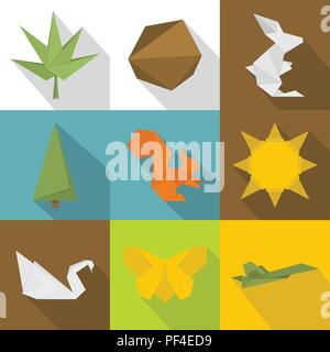 Spielzeug Papier Symbole, flacher Stil Stock Vektor