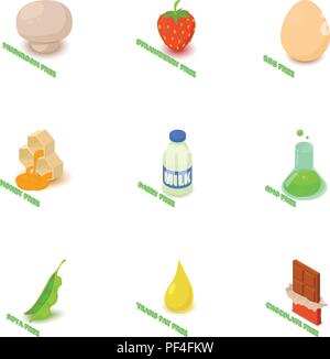 Beißen Sie Icons Set, isometrische Stil Stock Vektor