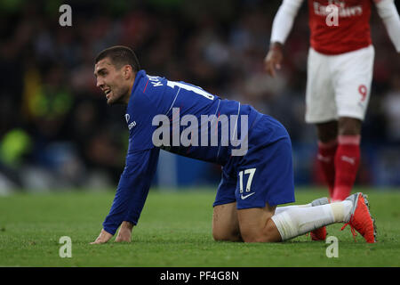 London, Großbritannien. 18 Aug, 2018. Mateo Kovacic (C) an der Chelsea v Arsenal englische Premier League Spiel, an der Stamford Bridge, London, am 18. August 2018. ** Dieses BILD IST FÜR DIE REDAKTIONELLE VERWENDUNG ** Quelle: Paul Marriott/Alamy leben Nachrichten Stockfoto