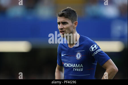 London, Großbritannien. 18 Aug, 2018. Jorginho (C) an der Chelsea v Arsenal englische Premier League Spiel, an der Stamford Bridge, London, am 18. August 2018. ** Dieses BILD IST FÜR DIE REDAKTIONELLE VERWENDUNG ** Quelle: Paul Marriott/Alamy leben Nachrichten Stockfoto