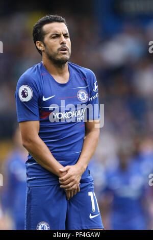 London, Großbritannien. 18 Aug, 2018. Pedro (C) an der Chelsea v Arsenal englische Premier League Spiel, an der Stamford Bridge, London, am 18. August 2018. ** Dieses BILD IST FÜR DIE REDAKTIONELLE VERWENDUNG ** Quelle: Paul Marriott/Alamy leben Nachrichten Stockfoto