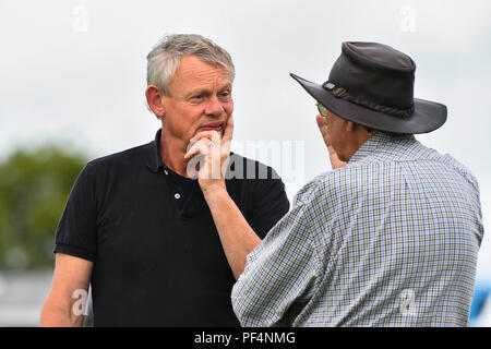 Beaminster, Dorset, Großbritannien. 19. August 2018. UK Wetter. Schauspieler Martin Clunes an Buckham Messe in Beaminster, Dorset. Foto: Graham Jagd-/Alamy leben Nachrichten Stockfoto