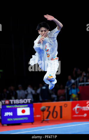 Jakarta, Indonesien. 19 Aug, 2018. Ren Sakamoto (JPN) Wushu: Männer Taolu Changquan an JIExpo Kemayoran Halle B während der 2018 Jakarta Palembang Asian Games in Jakarta, Indonesien. Credit: Naoki Morita/LBA SPORT/Alamy leben Nachrichten Stockfoto