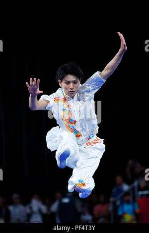 Jakarta, Indonesien. 19 Aug, 2018. Ren Sakamoto (JPN) Wushu: Männer Taolu Changquan an JIExpo Kemayoran Halle B während der 2018 Jakarta Palembang Asian Games in Jakarta, Indonesien. Credit: Naoki Morita/LBA SPORT/Alamy leben Nachrichten Stockfoto