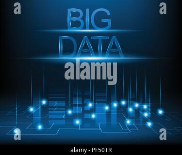 Grosse Daten Konzept und Netzwerkverbindung System werden Informationen blauer Hintergrund, Vector Illustration. Stock Vektor