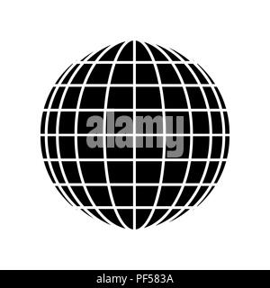 Earth Globus unterzeichnen. Vektor. Ausgefüllten schwarzen Symbol auf weißem Hintergrund. Isoliert. Stock Vektor