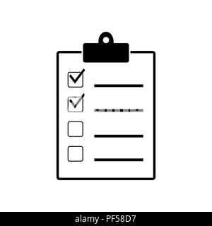 Checkliste zeichen Abbildung. Vektor. Ausgefüllten schwarzen Symbol auf weißem Hintergrund. Isoliert. Stock Vektor