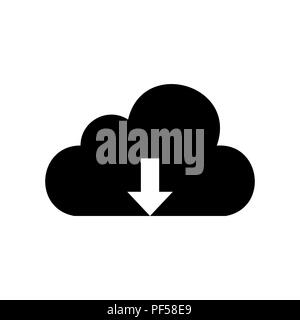 Cloud Technologie unterzeichnen. Vektor. Ausgefüllten schwarzen Symbol auf weißem Hintergrund. Isoliert. Stock Vektor