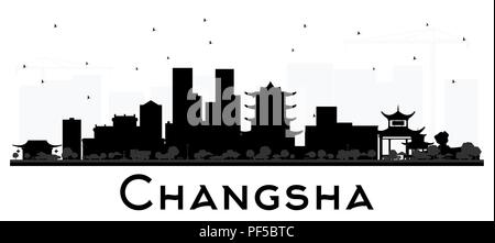 Changsha in China Skyline der Stadt Silhouette mit schwarzen Gebäude isoliert auf Weiss. Vector Illustration. Stock Vektor