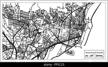 Santa Cruz de Tenerife Spanien Stadtplan im Retro-stil. Übersichtskarte. Vector Illustration. Stock Vektor