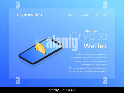Crypto wallet isometrische Darstellung. Cryptocurrency mobile Storage app Konzept. Stock Vektor