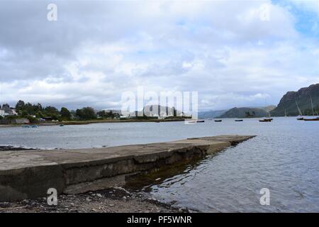 Blick auf der Helling im Plockton Dorf, die schottischen Highlands, Schottland Stockfoto