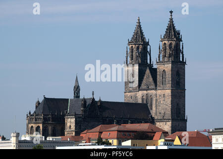 Der Magdeburger Dom die erste gotische Kirche in Deutschland. Magdeburger Dom, Sachsen Anhalt - Deutschland. Stockfoto