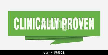 Klinisch erwiesen. Klinisch bewährte Papier origami Sprechblase. Klinisch bewährte Tag. Klinisch bewährte Banner Stock Vektor