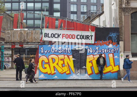 1 Jahre noch immer keine Gerechtigkeit Grenfell Stockfoto